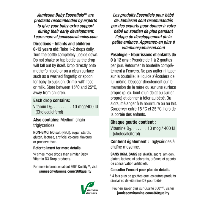 31000481 Jamieson Baby-D | Vitamin D3 Droplets 11.7 mL 6925_R2084_Baby-D3_Drops_400IU_NFP