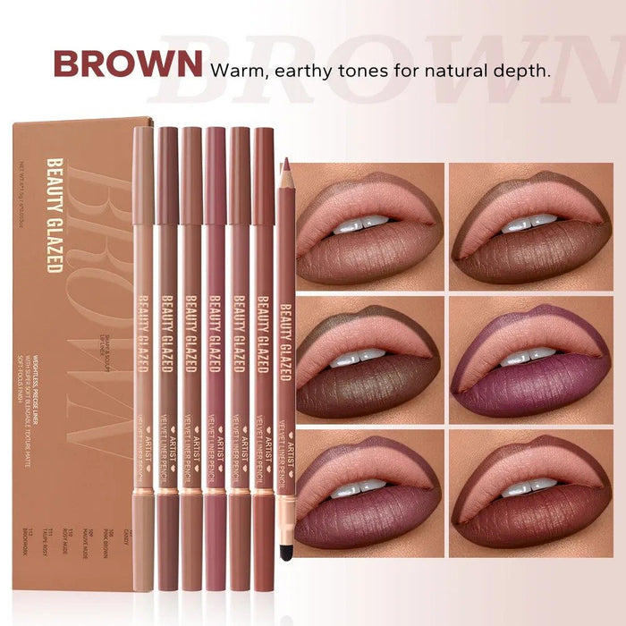 Beauty Glazed Artist Velvet Lipliner Set- Brown
