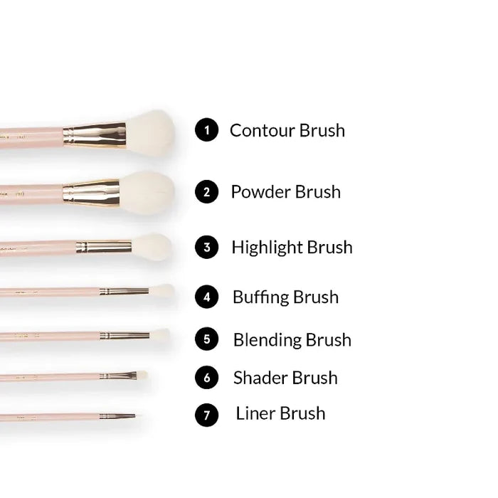 BH Travel Series 7pcs Face and Eye Brush Set with Bag