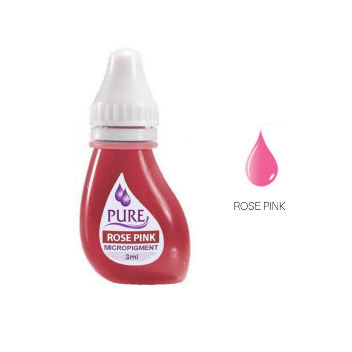 Biotouch 3Ml Pure Pigment Rose Pink - Safe Iron Oxide Permanent Makeup for Lips, Long-Lasting Color - SD Cosmetics Care