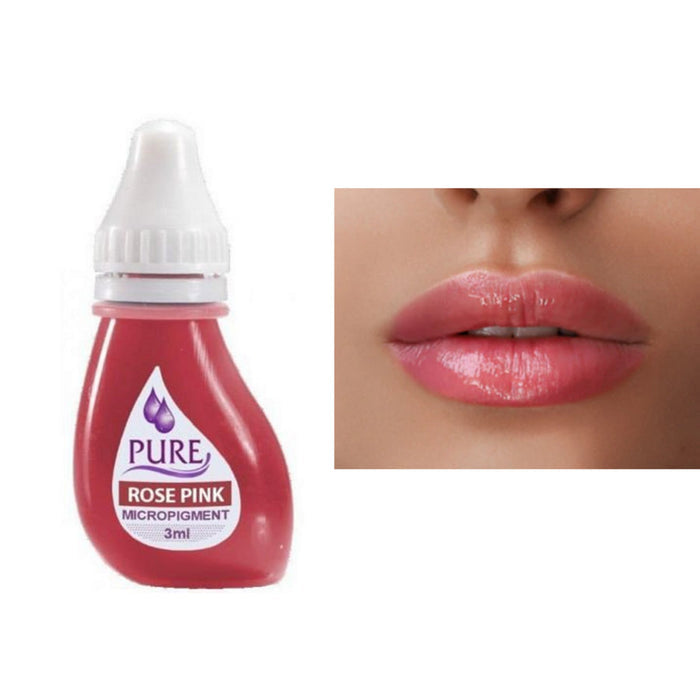 Biotouch 3Ml Pure Pigment Rose Pink - Safe Iron Oxide Permanent Makeup for Lips, Long-Lasting Color - SD Cosmetics Care