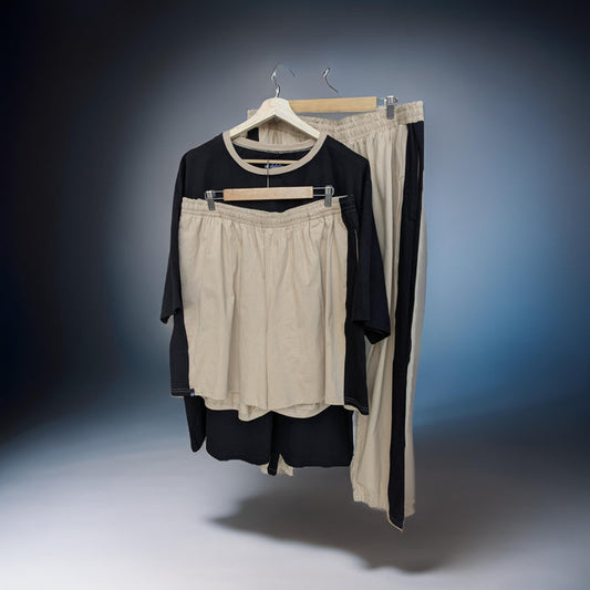 Black and Grey Block Style Premium Cotton Co-ord Set
