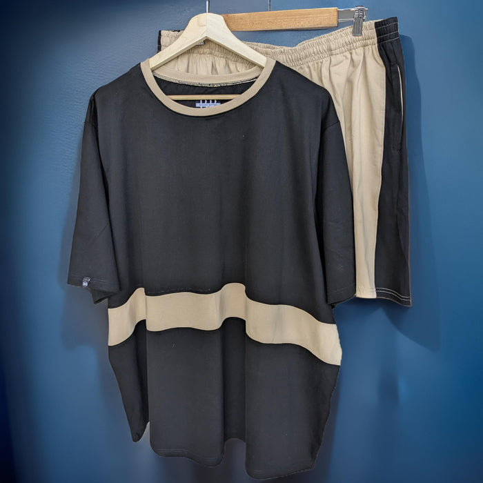 Black and Grey Block Style Premium Cotton Co-ord Set