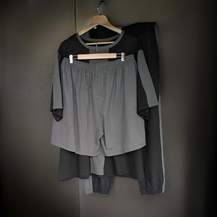 Black and Grey Block Style Premium Cotton Co-ord Set