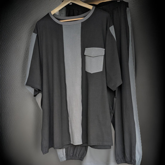Black and Grey Block Style Premium Cotton Co-ord Set