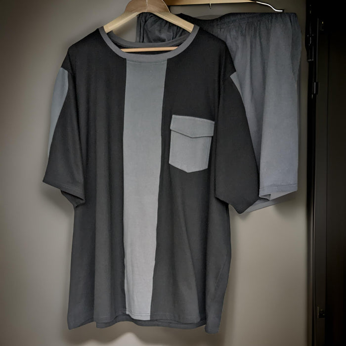 Black and Grey Block Style Premium Cotton Co-ord Set