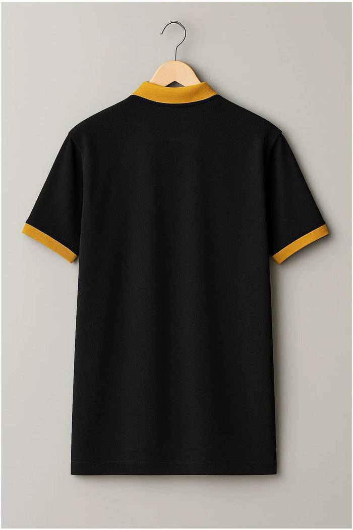 Black and Mustard Premium Cotton Polo T-Shirt