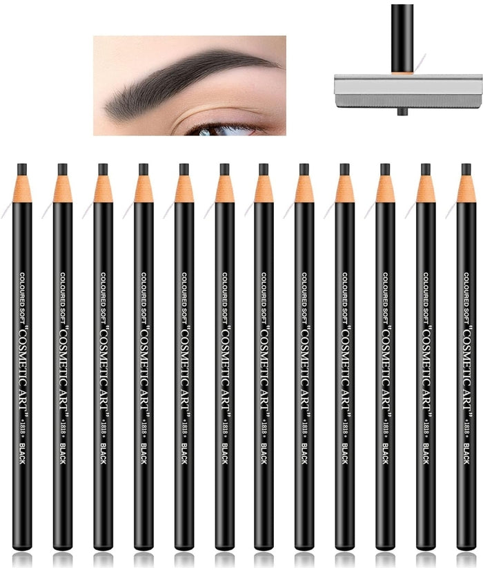 Black Waterproof Eyebrow Pencil Brow Pencil Long Lasting Microblading Supplies Kit,Brow Pencil Set for Marking,Creat Natural Eyebrow Makeup (1 pencil) - SD Cosmetics Care