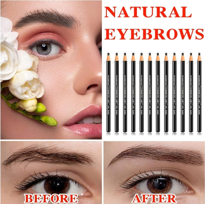 Black Waterproof Eyebrow Pencil Brow Pencil Long Lasting Microblading Supplies Kit,Brow Pencil Set for Marking,Creat Natural Eyebrow Makeup (1 pencil) - SD Cosmetics Care