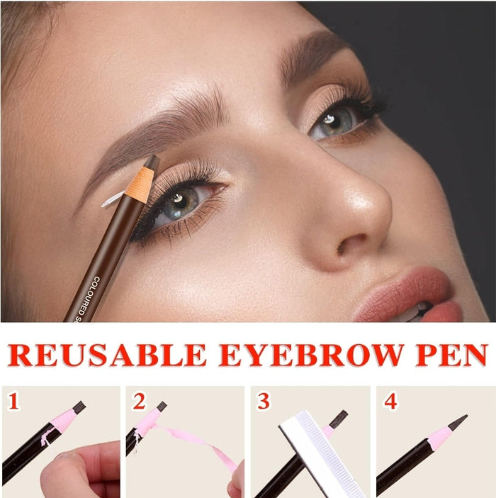 Black Waterproof Eyebrow Pencil Brow Pencil Long Lasting Microblading Supplies Kit,Brow Pencil Set for Marking,Creat Natural Eyebrow Makeup (1 pencil) - SD Cosmetics Care