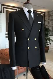 Blazer Black Twill Weave Two Button Double Breasted Blazer