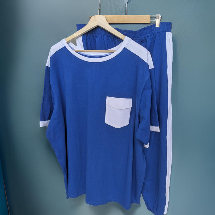 Blue and White Stripe Cotton Co-ord Set