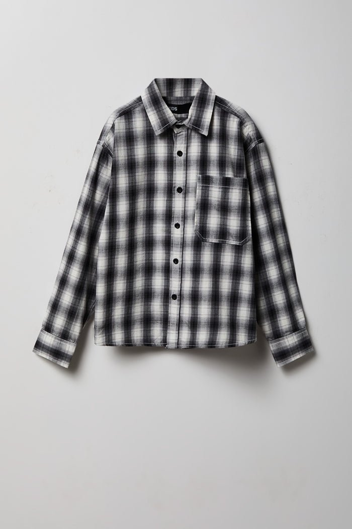 Boys Graphic Plaid Flannel Button-Up Top