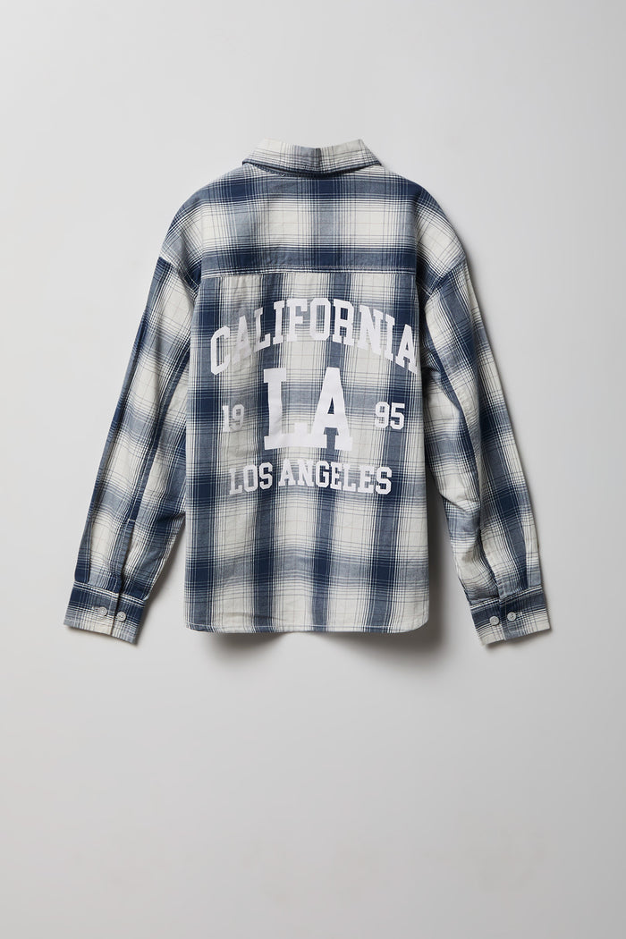 Boys Graphic Plaid Flannel Button-Up Top