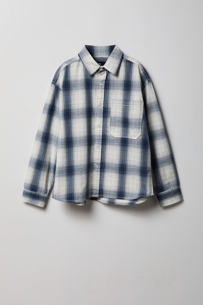 Boys Graphic Plaid Flannel Button-Up Top