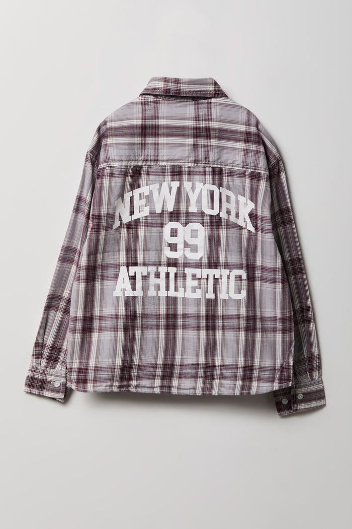 Boys Graphic Plaid Flannel Button-Up Top