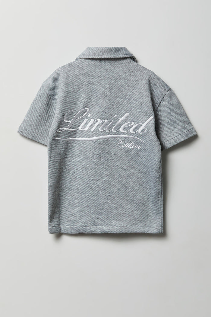 Boys Textured Boxy Button-Up Top
