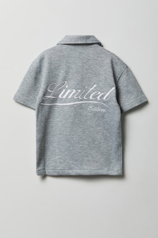 Boys Textured Boxy Button-Up Top