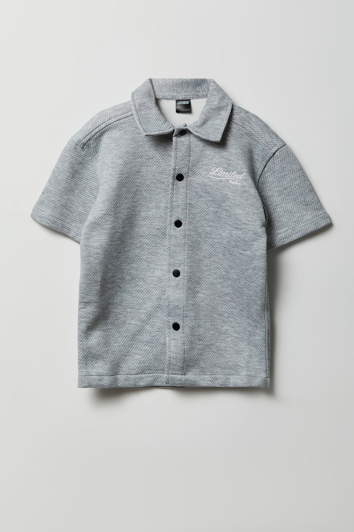 Boys Textured Boxy Button-Up Top