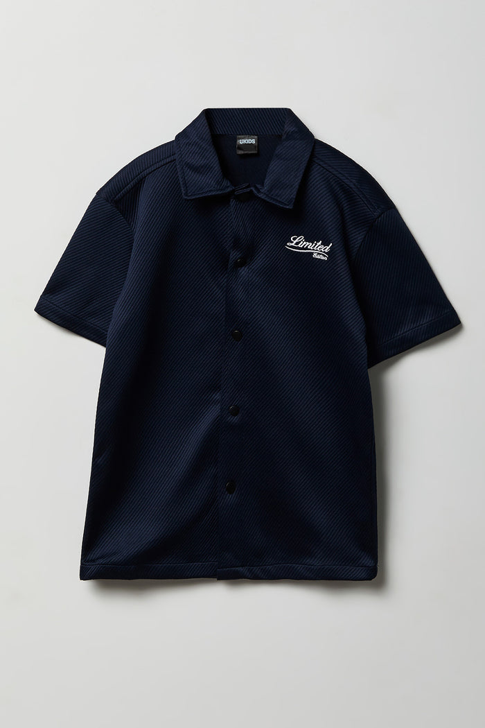 Boys Textured Boxy Button-Up Top