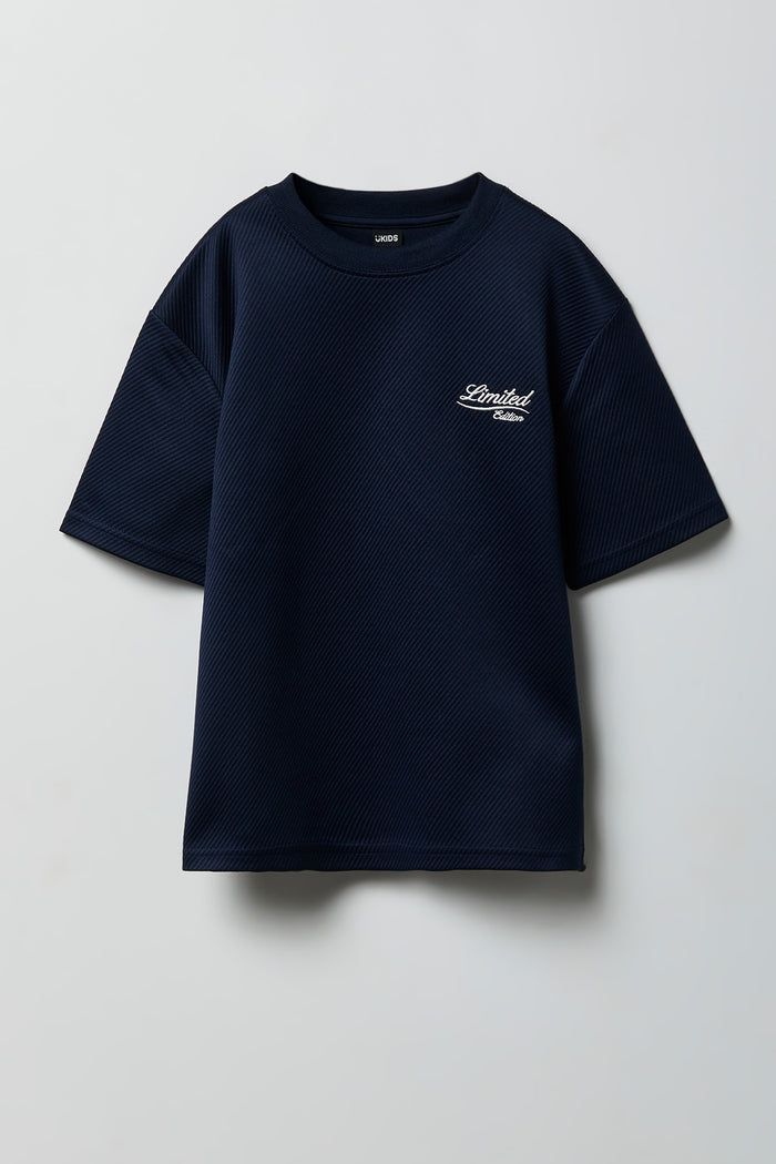 Boys Textured Embroidered T-Shirt