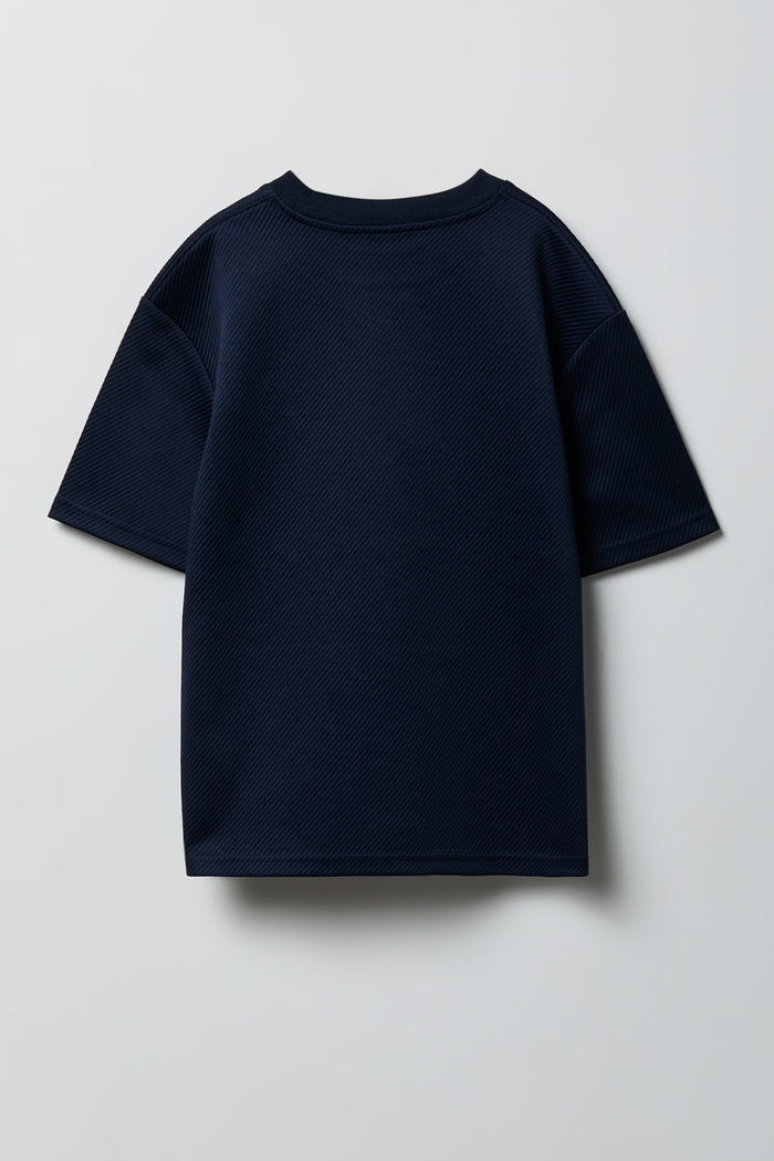 Boys Textured Embroidered T-Shirt