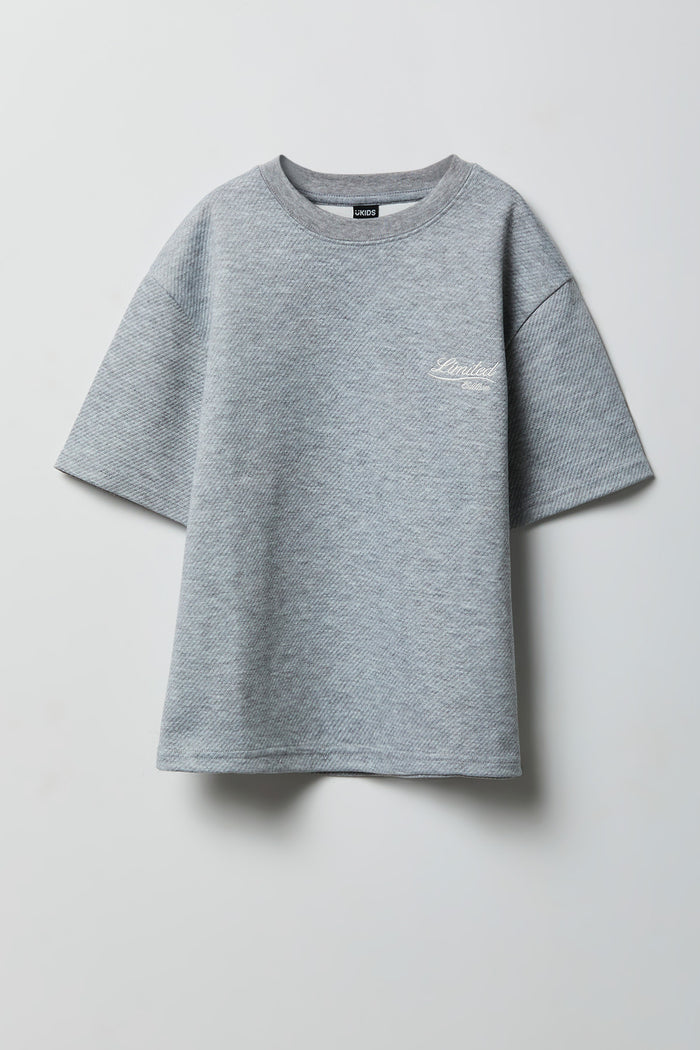 Boys Textured Embroidered T-Shirt