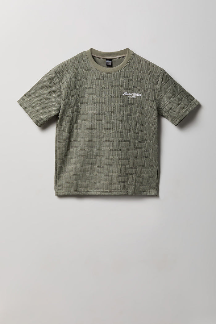 Boys Textured Knit Embroidered T-Shirt