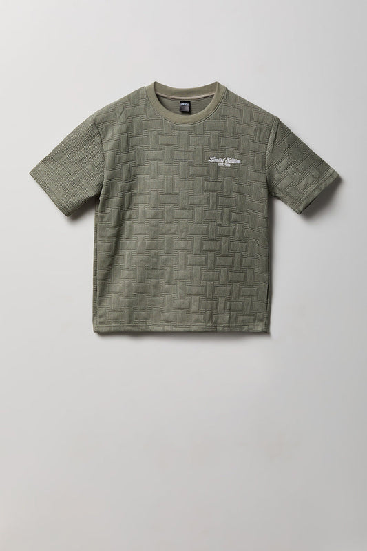 Boys Textured Knit Embroidered T-Shirt