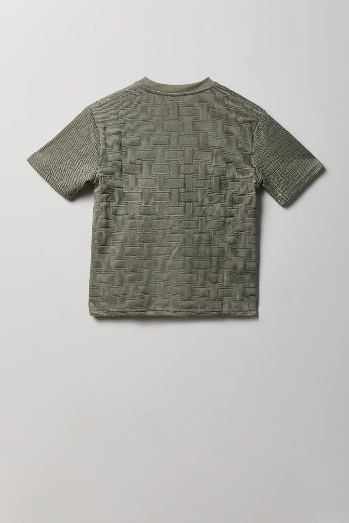 Boys Textured Knit Embroidered T-Shirt