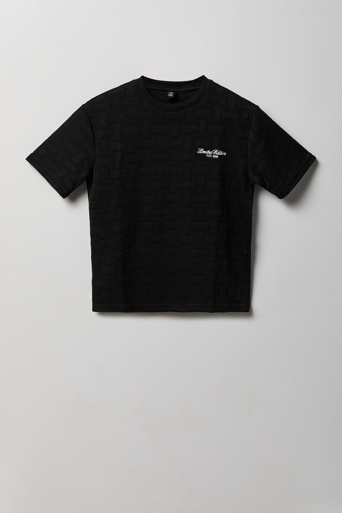Boys Textured Knit Embroidered T-Shirt