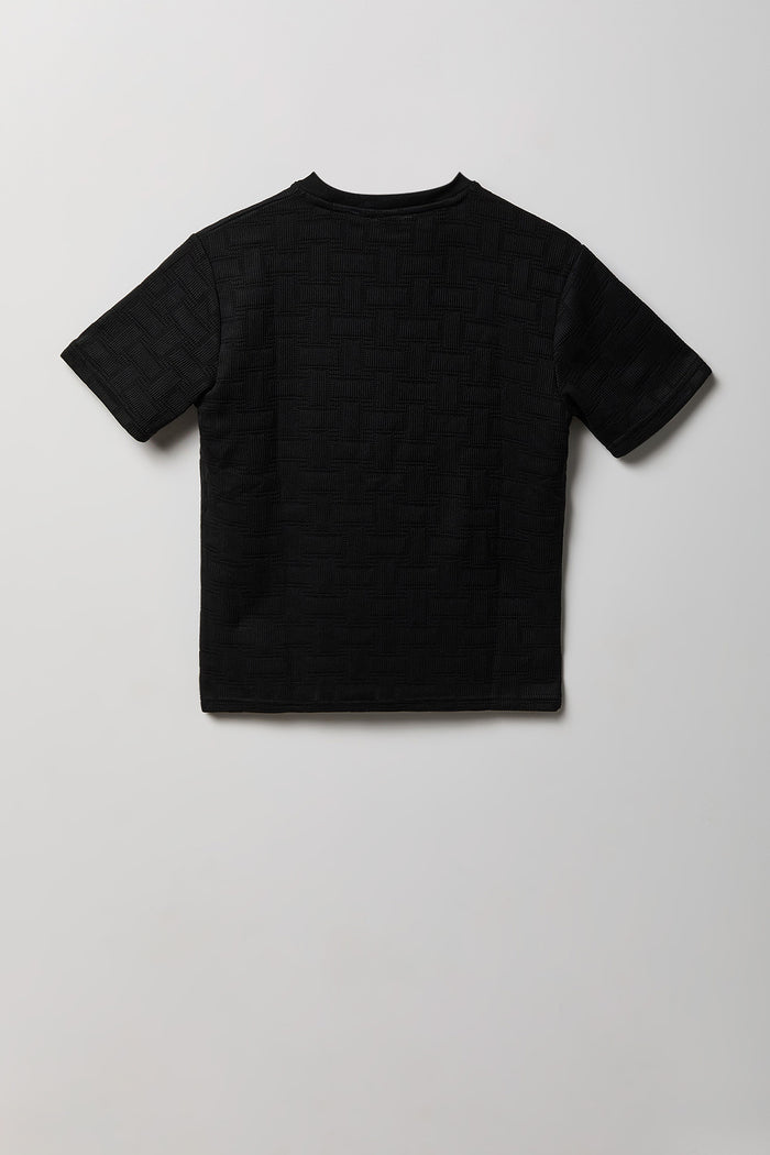 Boys Textured Knit Embroidered T-Shirt