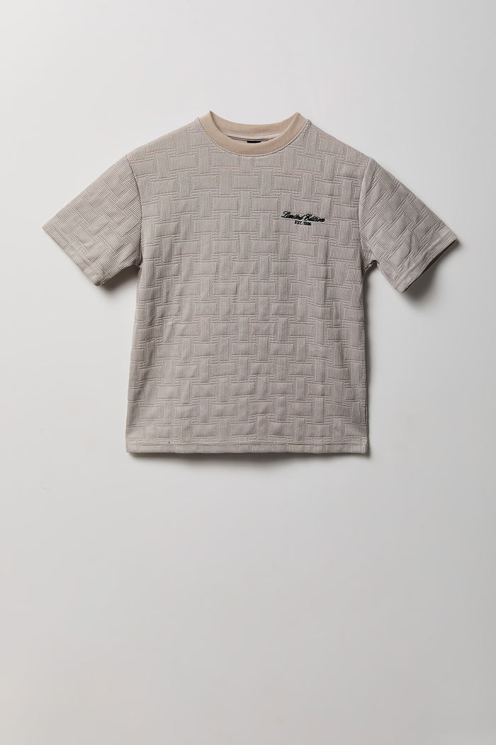 Boys Textured Knit Embroidered T-Shirt