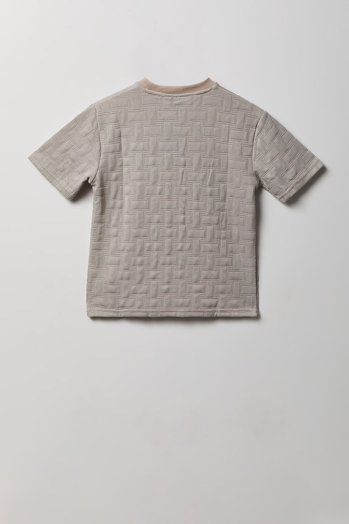 Boys Textured Knit Embroidered T-Shirt