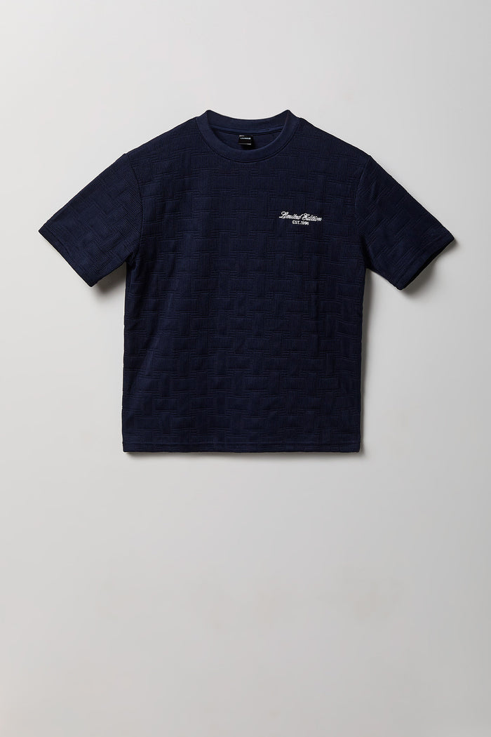 Boys Textured Knit Embroidered T-Shirt