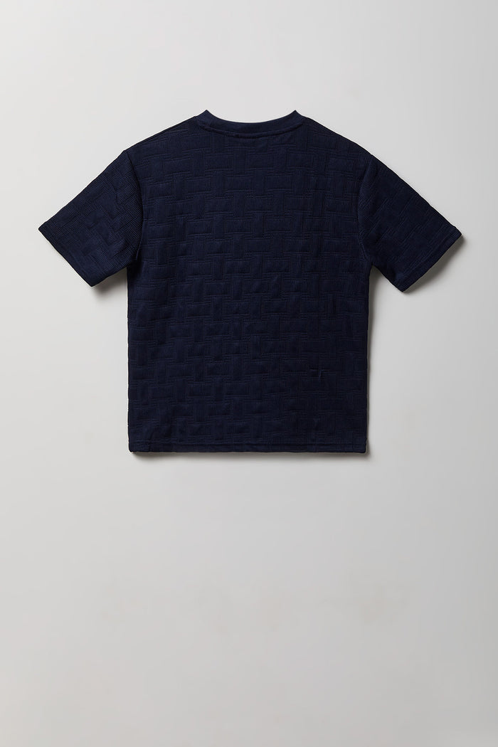 Boys Textured Knit Embroidered T-Shirt