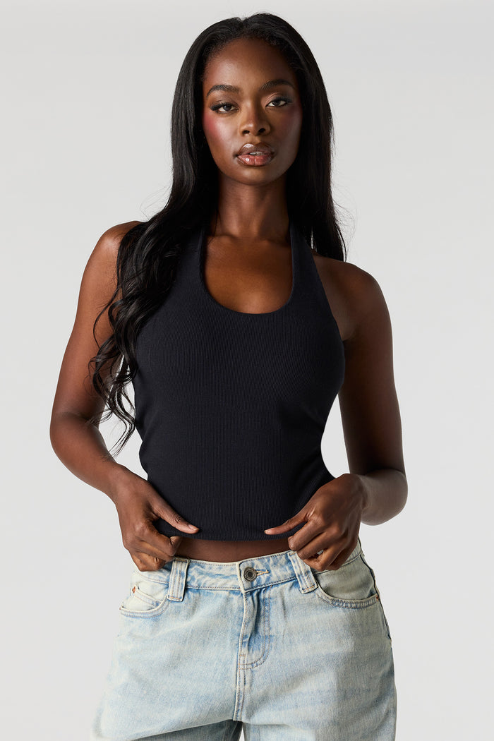 Braless Ribbed Halter Top