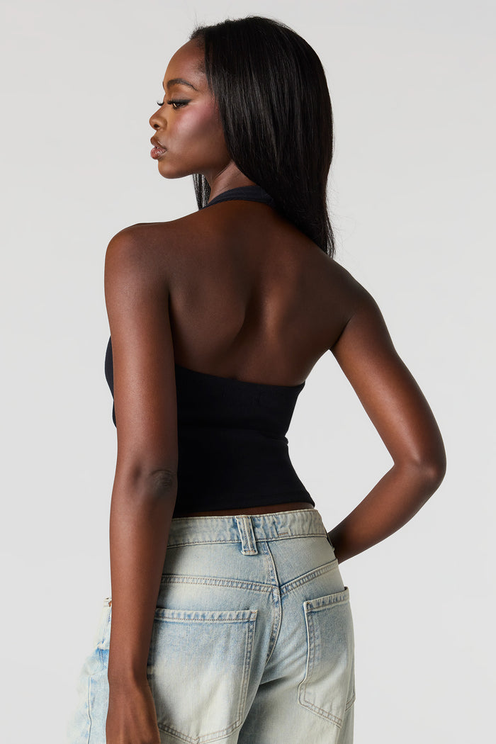 Braless Ribbed Halter Top