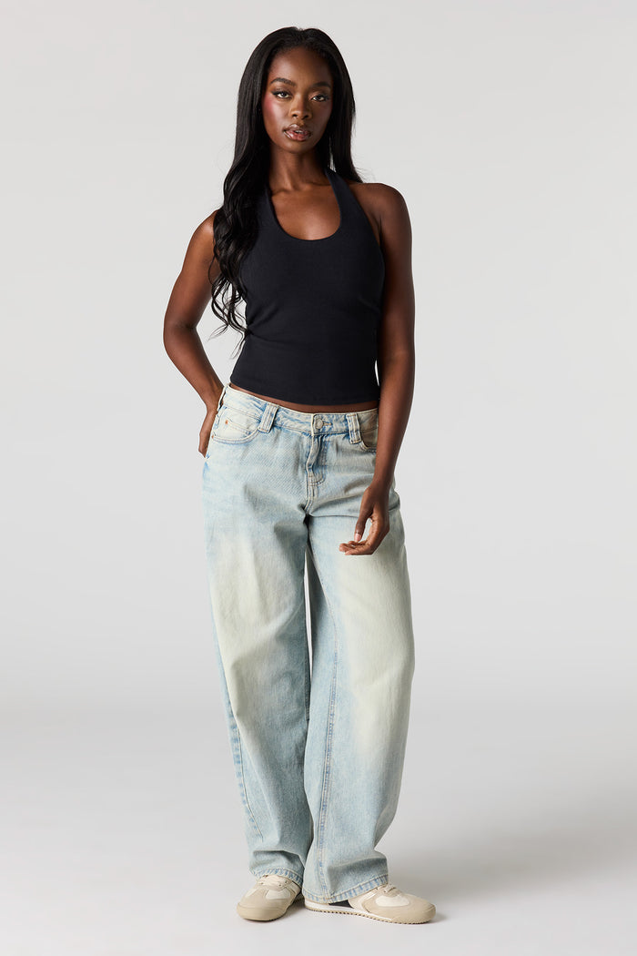Braless Ribbed Halter Top