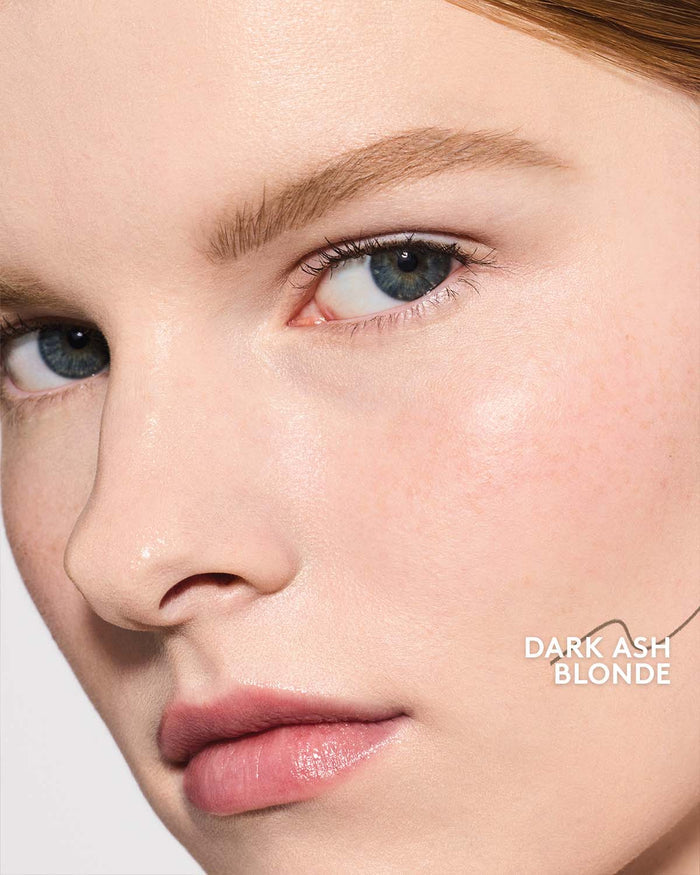 light skin toned model wearing brow MVP in dark ash blonde
