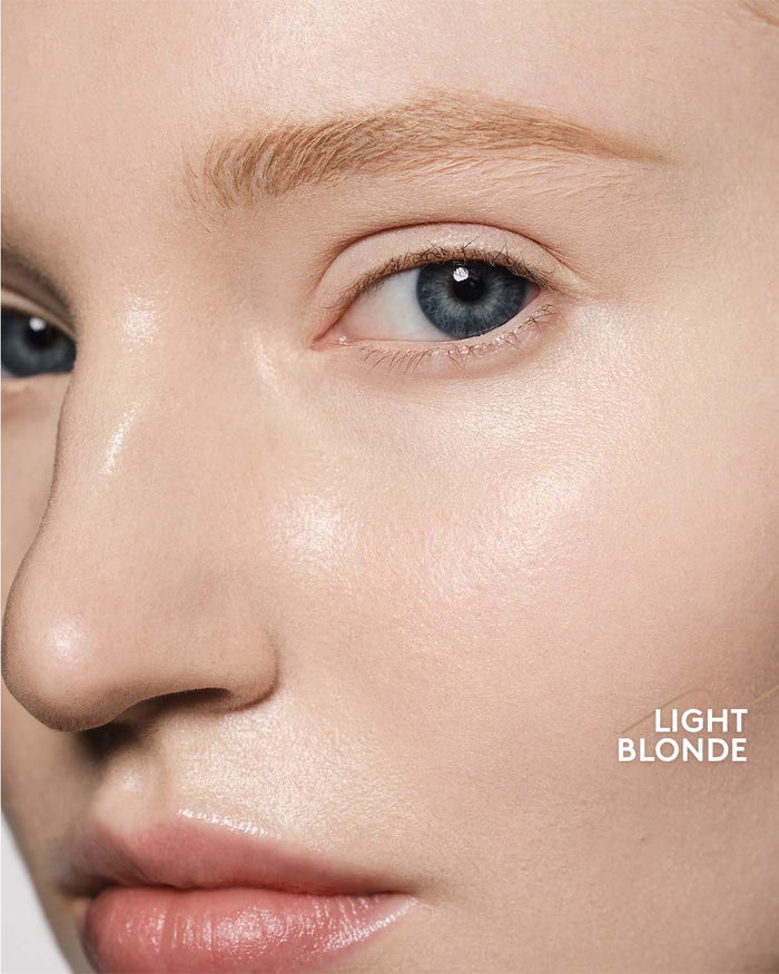 light skin toned model wearing brow MVP in light blonde