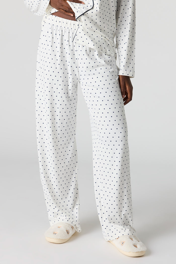Button-Up Collared Top & Pant Pajama Set
