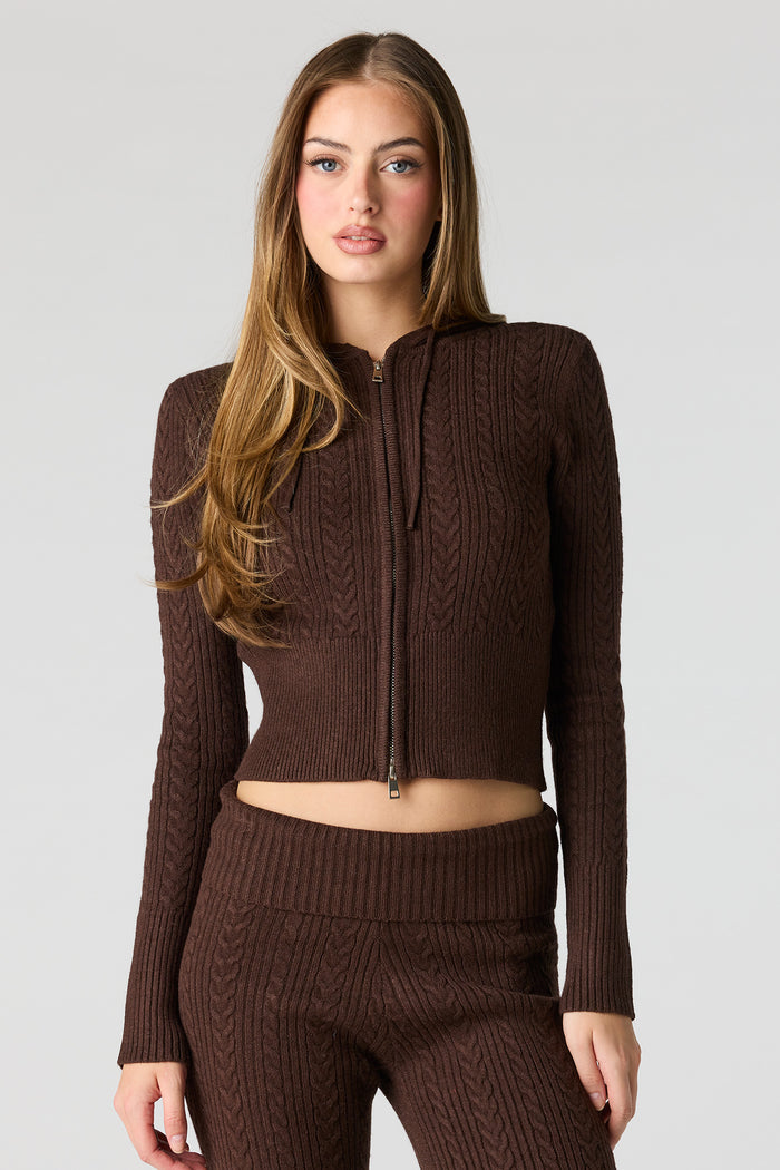 Cable Knit Zip-Up Hoodie
