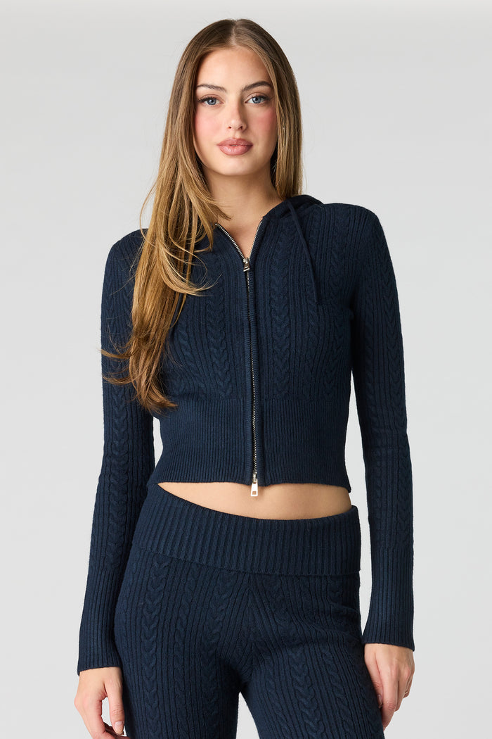 Cable Knit Zip-Up Hoodie