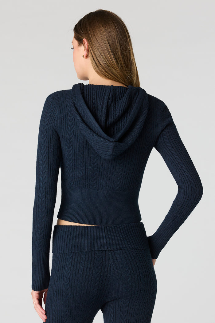 Cable Knit Zip-Up Hoodie