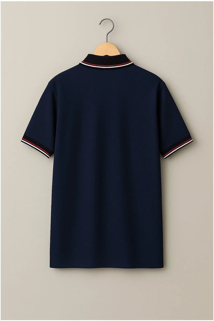 Captain’s Navy Trim Collar Polo Tshirt (Cotton Blend)