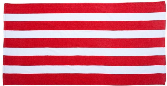 no-logo Carmel Towel Company Cabana Stripe Velour Beach Towel-Accessories-Carmel Towel-Red-Thread Logic