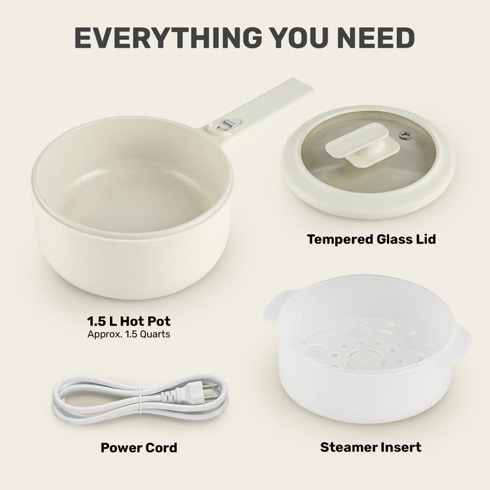 Ceramax Electric Cooker Nonstick Ceramic Skillet Pan Hot Pot Mini Cooker with Lid Steamer
