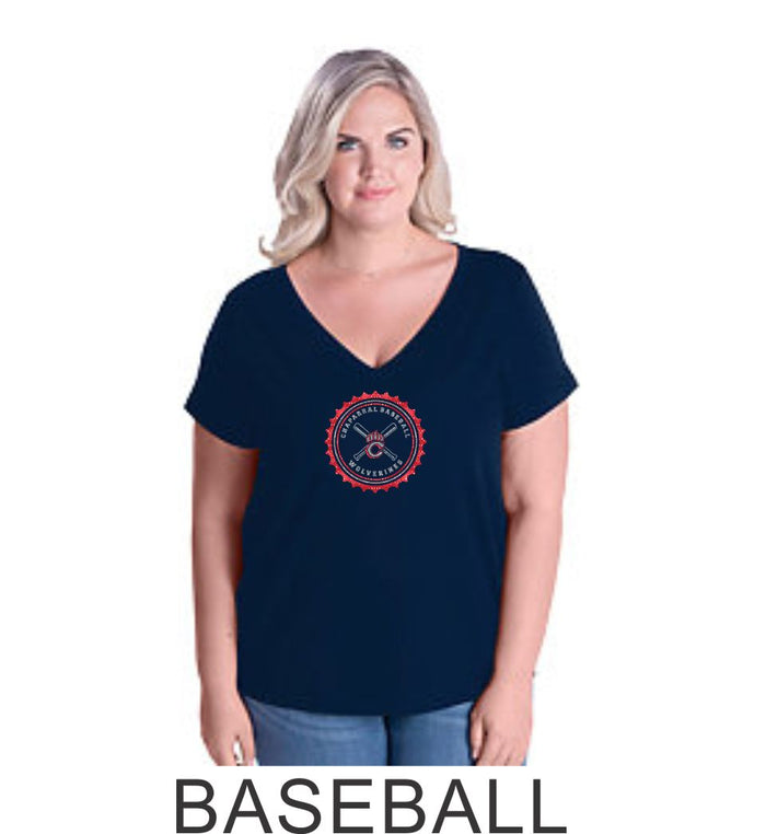 Chap Baseball Curvy Ladies Tee in 4 Designs- Matte or Glitter
