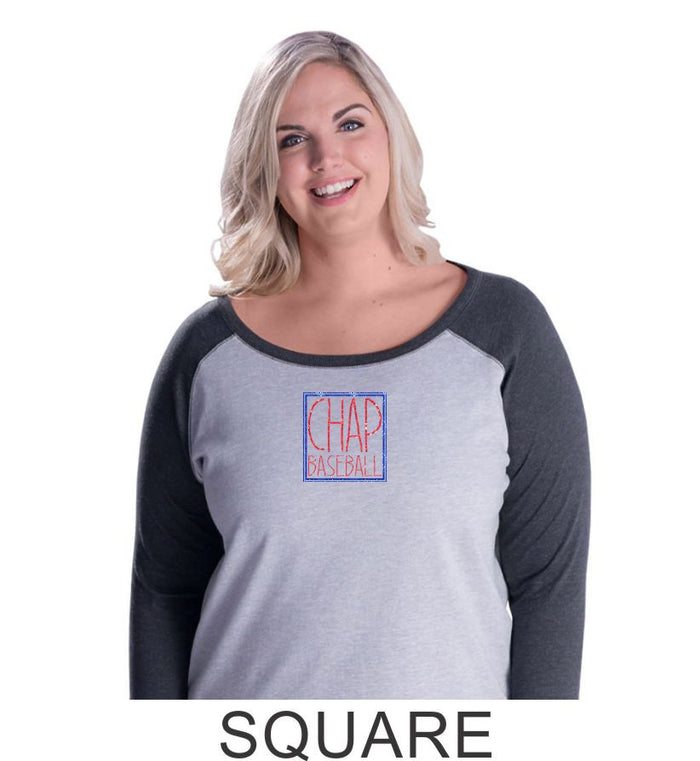 Chap Baseball Curvy Lady Raglan- 4 designs- Matte or Glitter